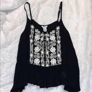 NWT Forever 21 black embroidered tank top